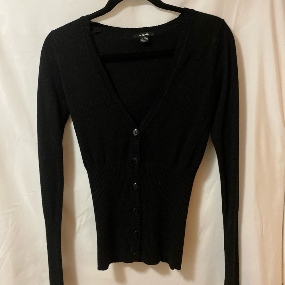 Black Button-Up Cardigan Sweater